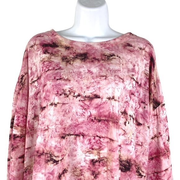 Soft Surroundings Abilene Top Women's Medium 3/4 Sleeve Pink Printed Rayon Blend - Picture 4 of 10